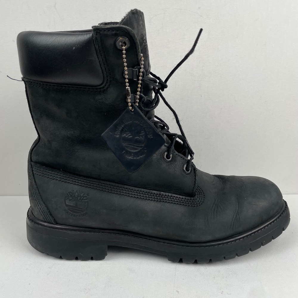 Timberland Boots 8 inch Premium Black Nubuck Waterproof Opium - Men's Size 9